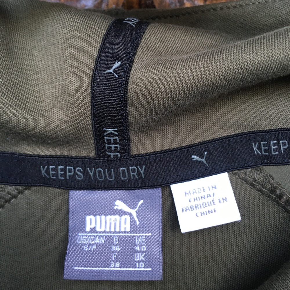 Puma Women's Size Small Olive Green Hooded Jacket Pull-On Hoodie